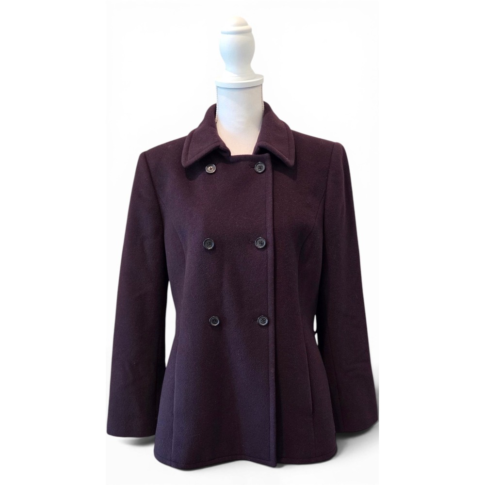 Brooks Brothers Pea Coat Wool Blend Double Breasted Tailored Purple Classic 10